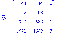 Vp := matrix([[-144, 144, 0], [-192, -108, 0], [932...