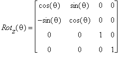 Rot[z](theta) = matrix([[cos(theta), sin(theta), 0,...